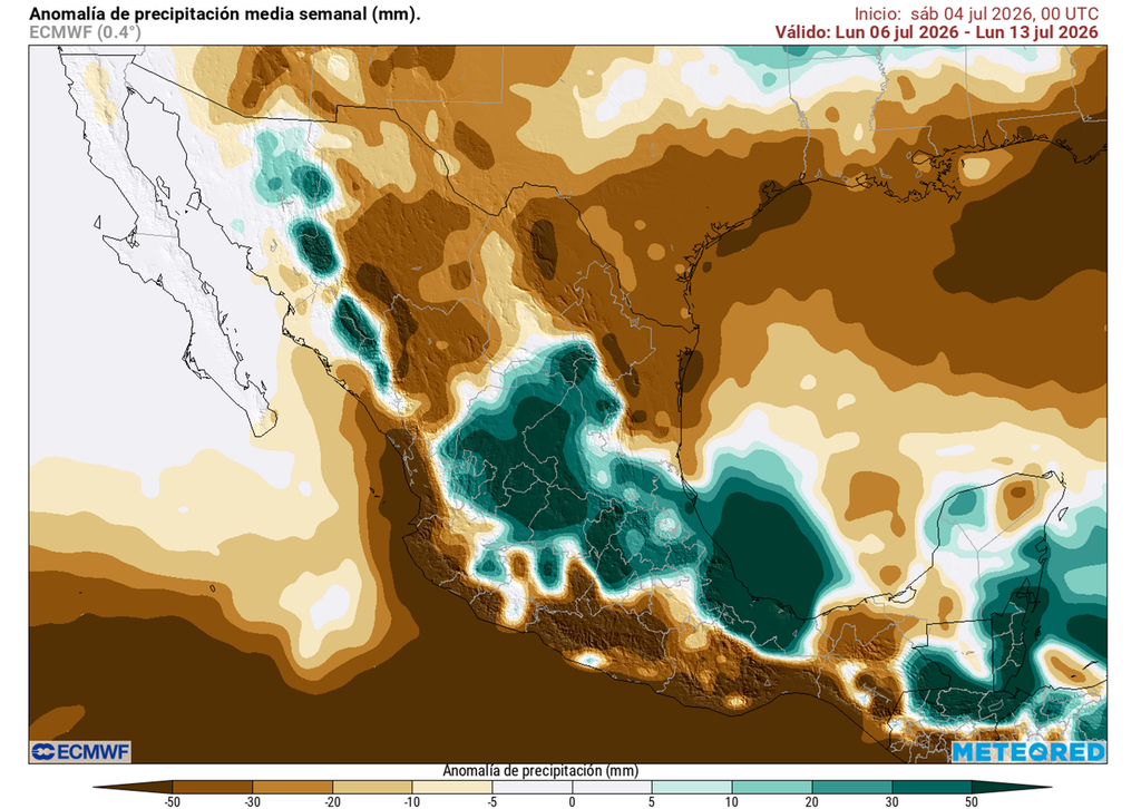 Aunque se tendrán abundantes lluvias en estas primeras dos semanas, poco a poco disminuirán, especialmente en el norte, sureste y parte del Pacífico.