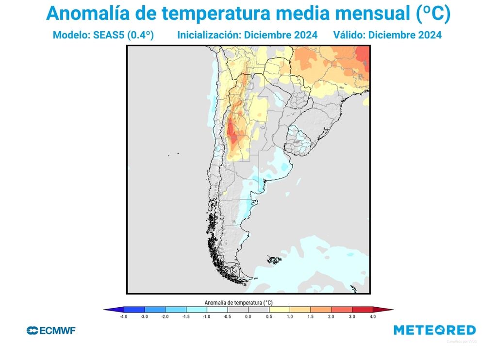 anomalía de temperatura según el ECMWF para el mes de diciembre anomalía de temperatura según el ECMWF para el mes de diciembre