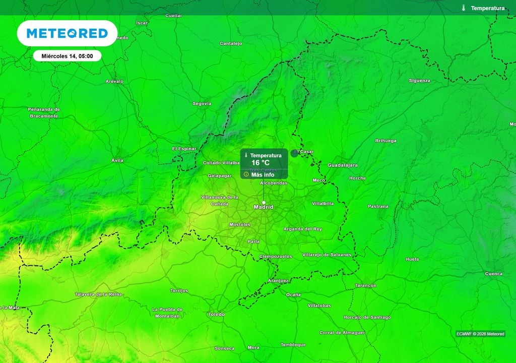 Las noches no serán tropicales, de madrugada no se bajará de los 15ºC en gran parte de la región.