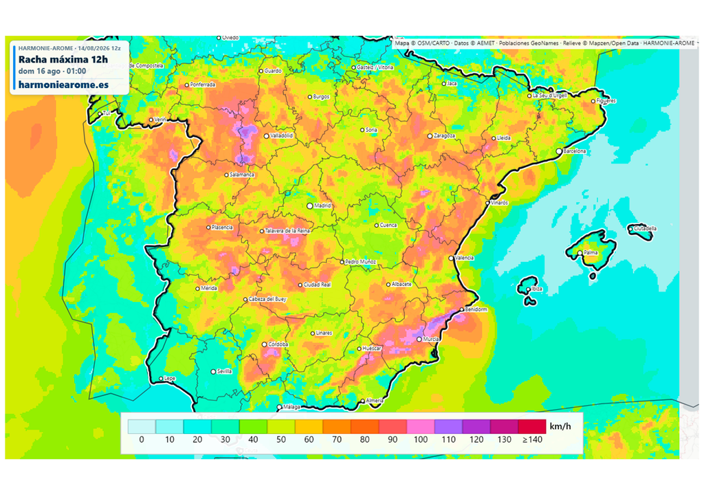 Las rachas de viento asociadas a las tormentas podrían ser muy intensas, con posibles reventones. Fuente: Harmoniearome.es