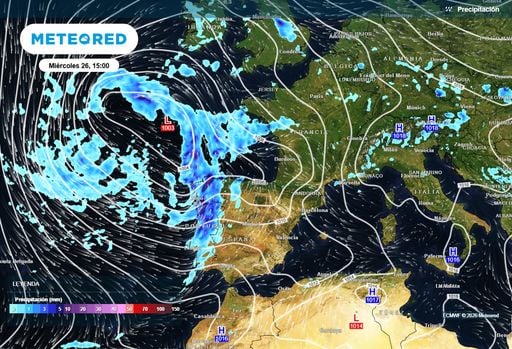 Se aproxima a toda velocidad un frente fr&iacute;o que dejar&aacute; 12 horas de lluvias fuertes y tormentas en el noroeste peninsular