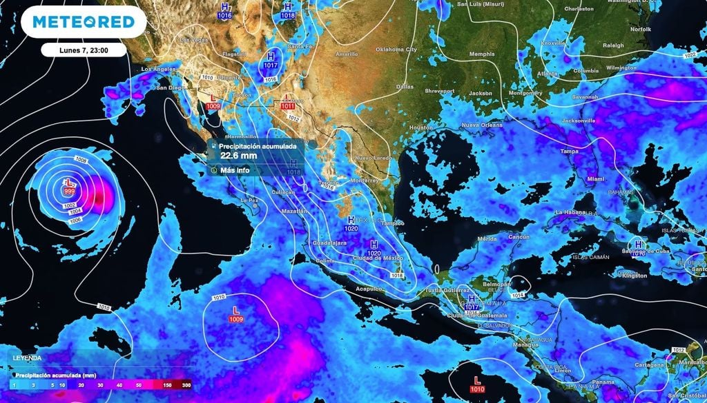 Los acumulados de lluvias más importantes serán al Noroeste y Occidente de México.