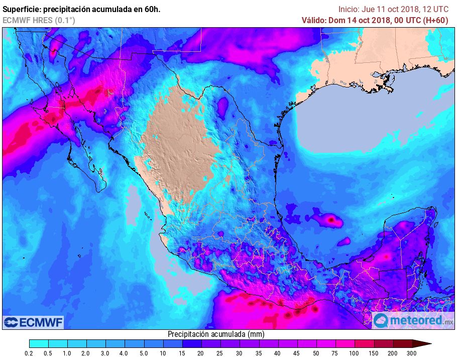 Modelo ECMWF. Precipitaciones acumuladas próximas 48 horas