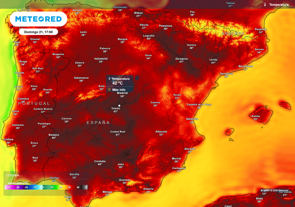 Las temperaturas máximas superarán los 40 ºC en diferentes puntos del país.