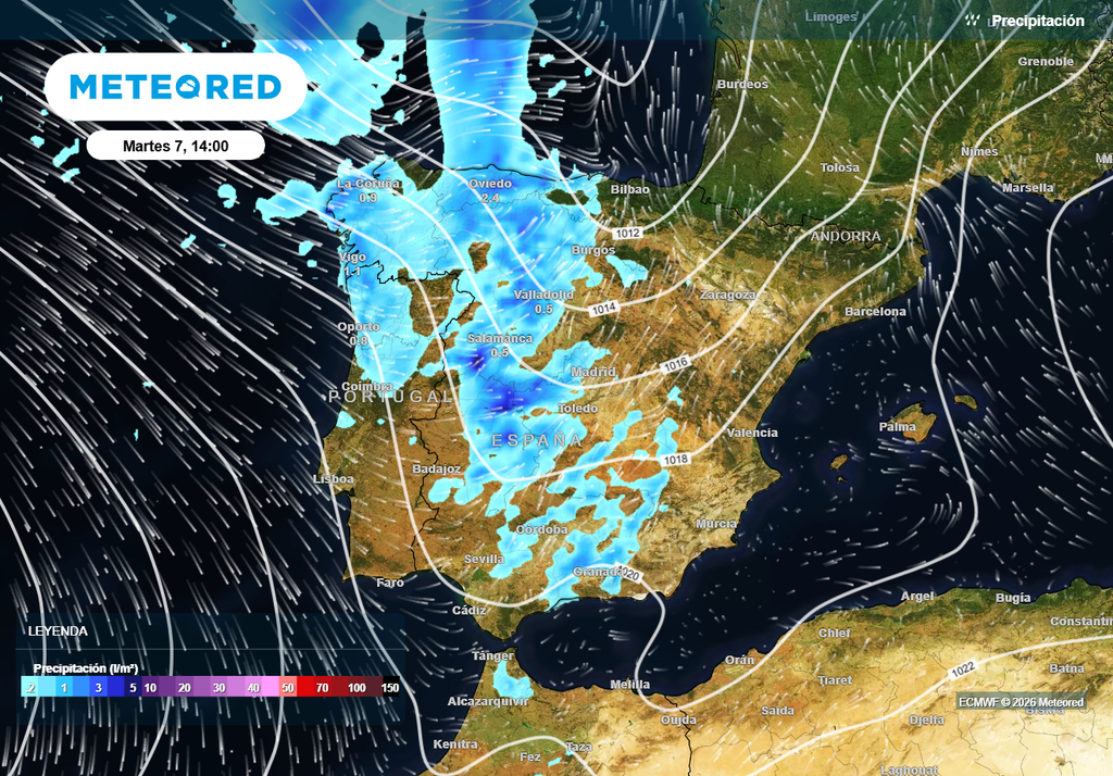 Las precipitaciones se acabarán generalizando entre el martes y el jueves, pudiendo ser localmente intensas y tormentosas.