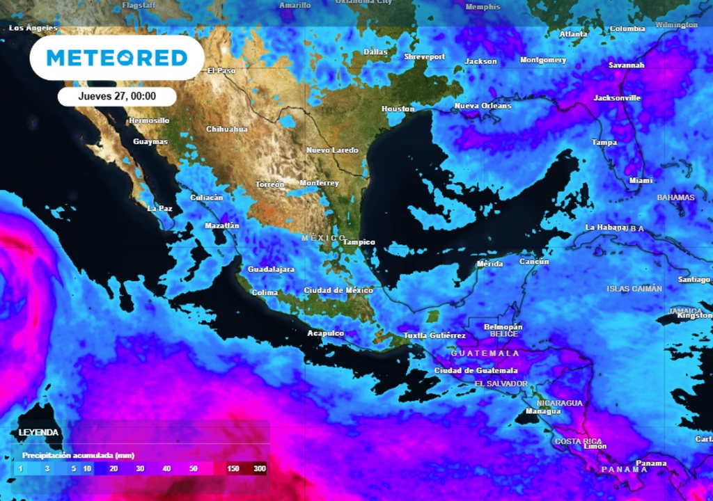 Pronóstico de lluvias para este miércoles en México.