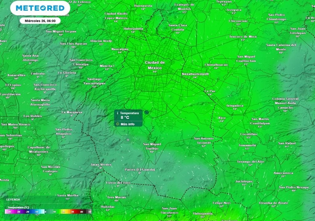En el amanecer del miércoles se registrarán temperaturas mínimas inferiores a 8 °C en la zona más elevada de la alcaldía Tlalpan.