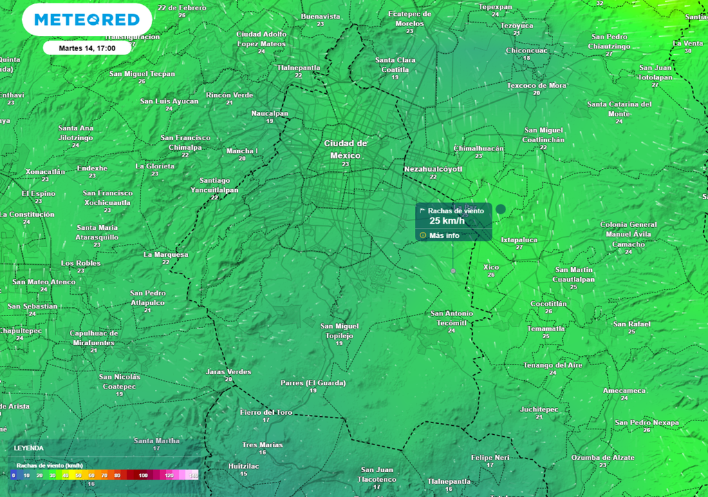 viento Las rachas de viento oscilarán entre 20 y 30 km/h, sin embargo, en áreas de lluvia se alcanzarán valores superiores a lo pronosticado.