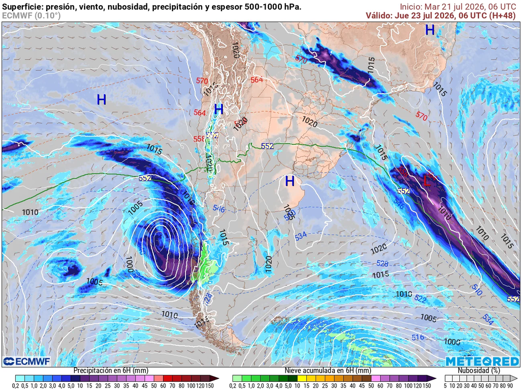 Sistema frontal responsable del temporal que se avecina a mitad de semana.