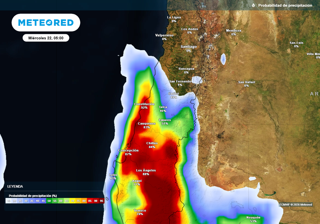 Durante la jornada del miercoles la probabilidad de precipitación se concentrarán en el centro sur, mientras que el centro norte recibirá una tregua.