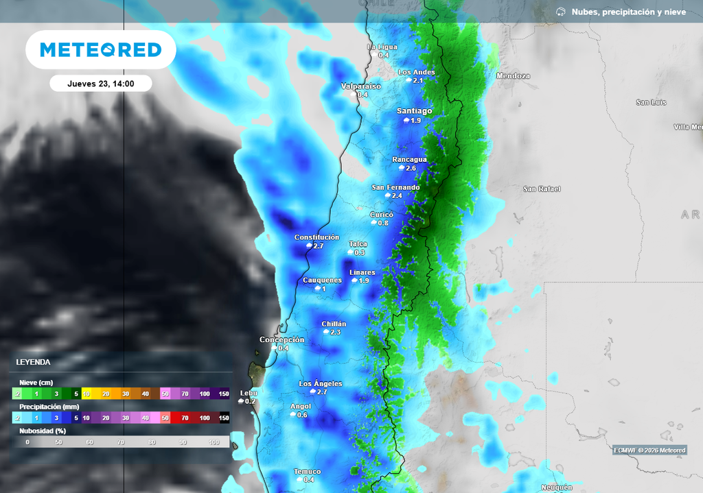 Las precipitaciones serán contantes durante el día jueves producto del frente frío.
