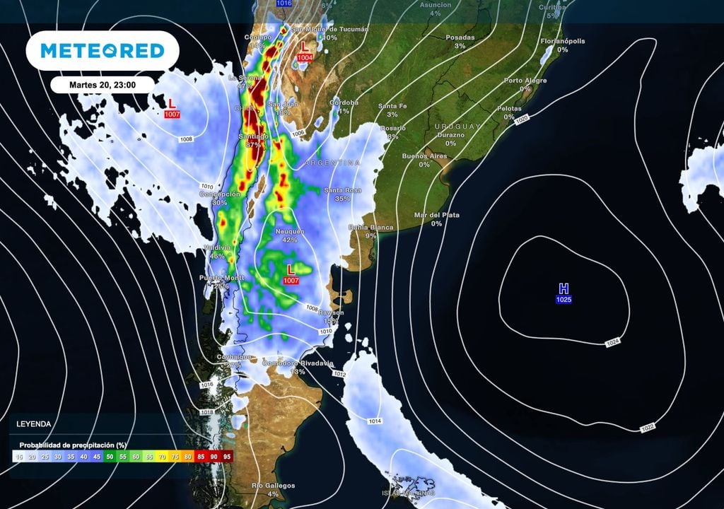 lluvias patagonia Las probabilidades de lluvias y desarrollo de tormentas siguen siendo significativas en sectores del centro y norte de la Patagonia y sur de Cuyo para la próxima semana.