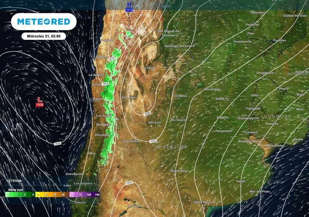 Nevadas cordillera Algunas nevadas podrán aparecer sobre la cordillera central durante la semana asociadas a la baja que se aproximará desde el océano Pacífico.