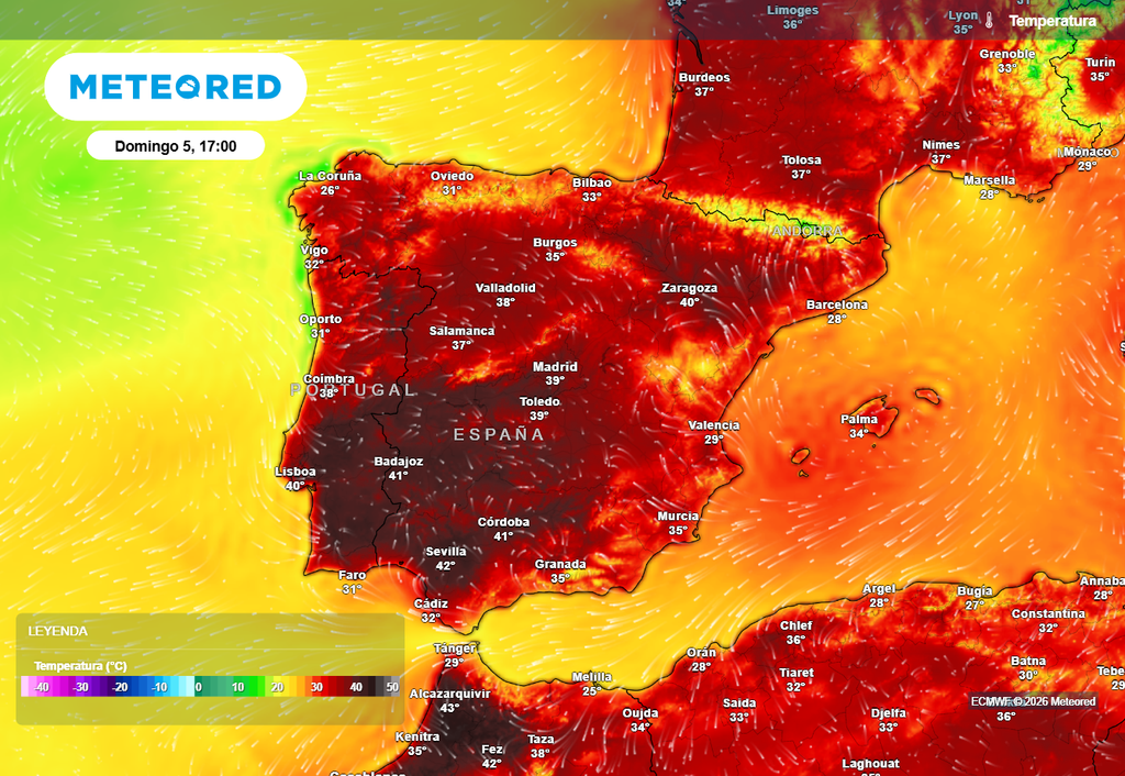 El día más tórrido de la semana será el domingo, según el modelo europeo.