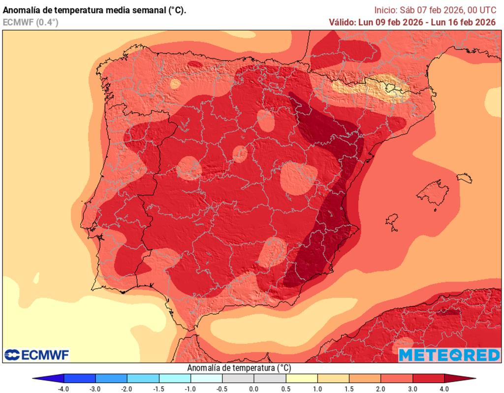 El modelo europeo anticipa una semana con ambiente muy suave para la época en prácticamente todo el país.