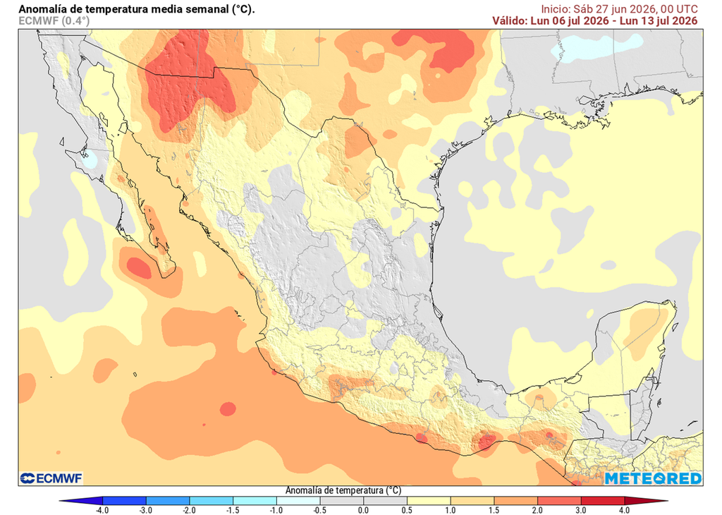 Calor de verano seguiremos sintiendo, especialmente al norte, Pacífico y Golfo de México con 30-40 °C o más, regulándose el Altiplano con 15-25 °C por las lluvias.