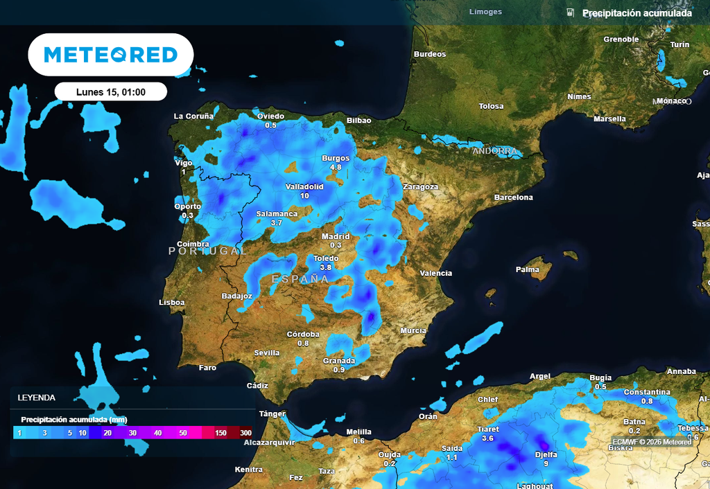 Los acumulados más importantes de precipitación se darán en el cuadrante noroeste peninsular