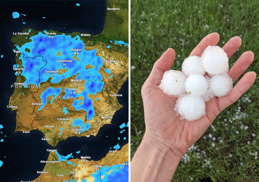 Se acerca un domingo con 12 horas de tormentas, lluvias fuertes y granizo en la Espa&ntilde;a peninsular