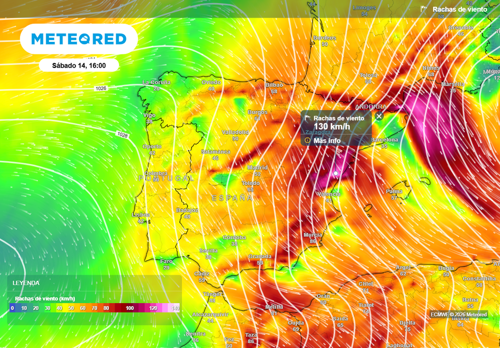 En zonas del este y del Pirineo se esperan rachas de viento huracanadas entre mañana y el sábado.