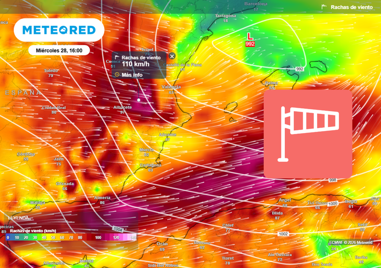 Se aproxima un gran vendaval al este de Andaluc&iacute;a, Regi&oacute;n de Murcia y Comunidad Valenciana: las horas cr&iacute;ticas