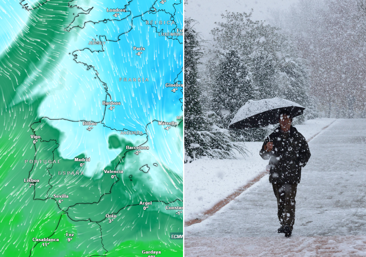 Una masa de aire ártica marítima irrumpe en España con frío intenso, nieve y viento para el inicio de la Semana Santa