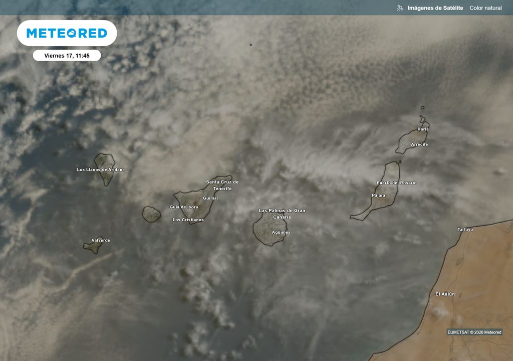 El cielo ya presentaba un tono "marrón" esta mañana en gran parte del archipiélago canario, donde destacaban también la presencia de nubes medias y altas.