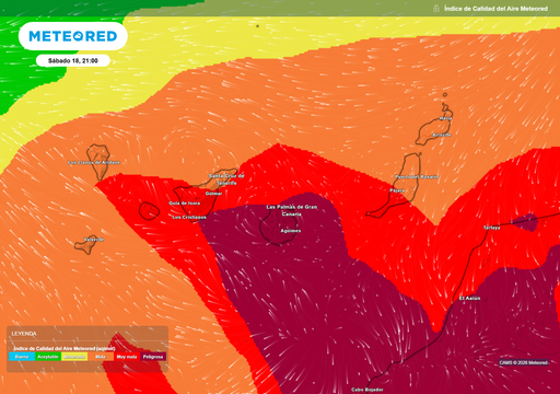 Se aproximan a Canarias las horas de mayor polvo sahariano en suspensi&oacute;n