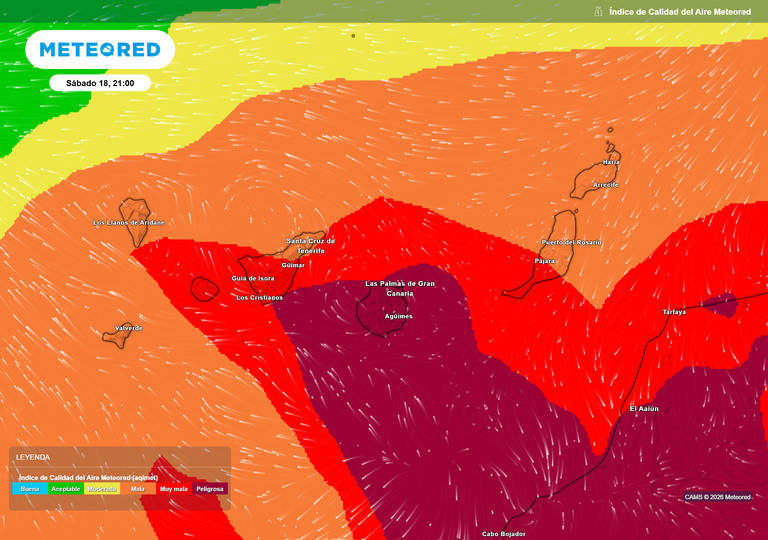 Se aproximan a Canarias las horas de mayor polvo sahariano en suspensi&oacute;n