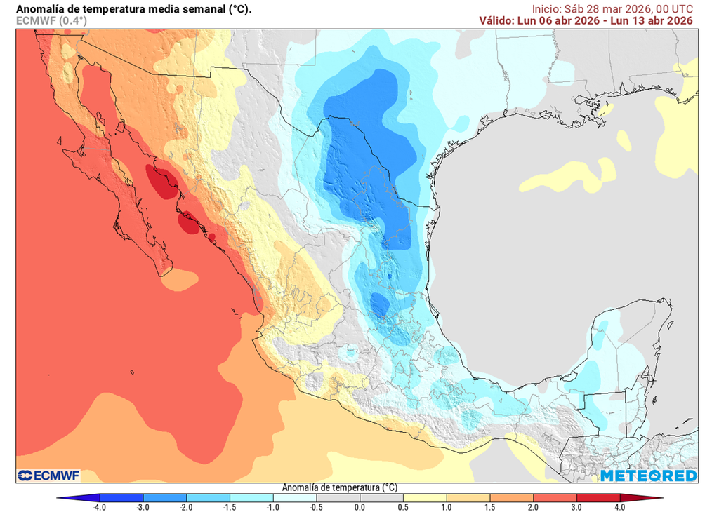 Condiciones menos calurosas se prevén en la Vertiente del Golfo, incluso frescas, además del Altiplano por efecto de lluvias y masas polares. El Pacífico será más caluroso.