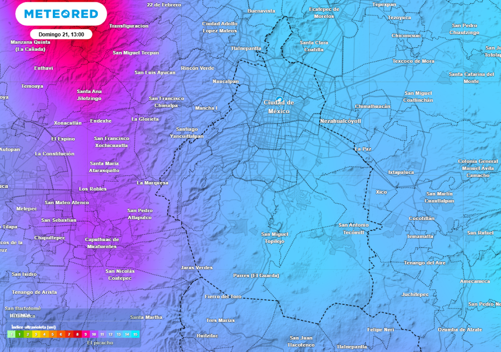 El índice de rayos ultravioleta, será de mayor riesgo entre las 12:00 a 14:00 del día, impactando toda la ciudad. El índice de rayos ultravioleta, será de mayor riesgo entre las 12:00 a 14:00, impactando toda la ciudad.