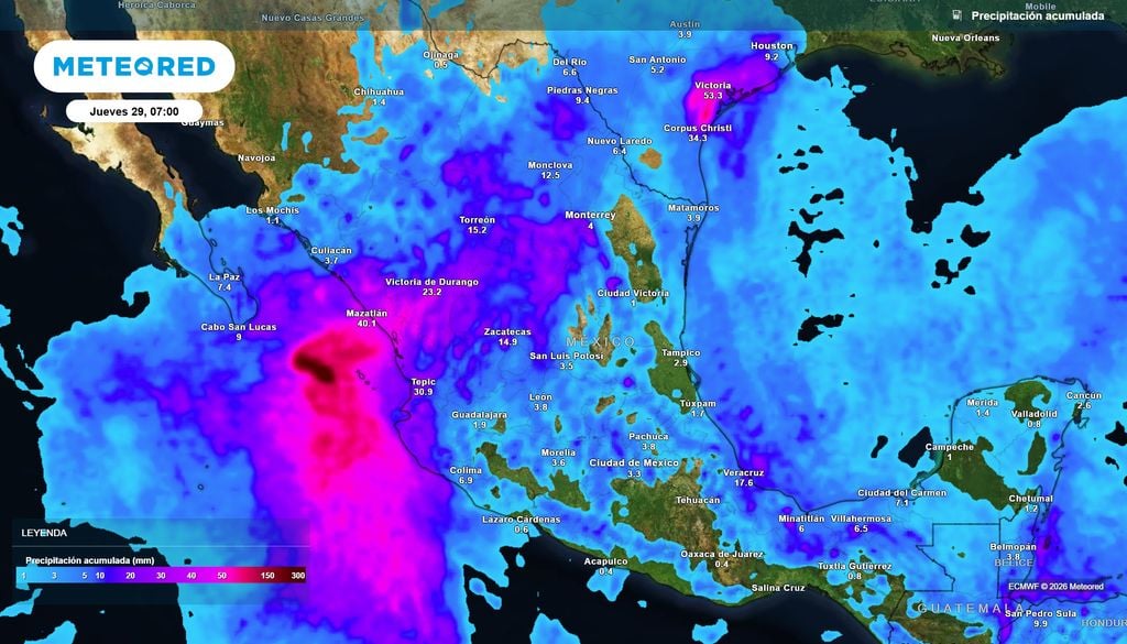 Pronóstico de precipitaciones en milímetros Las lluvias serían fuertes a intensas de 30-50 mm con locales de 70-100 mm en estados del occidente por el ciclón Vance; el resto del país serán menores.