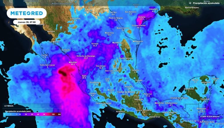 Se aproximan intensas lluvias al Occidente de M&eacute;xico hoy mi&eacute;rcoles, por el cicl&oacute;n Vance: hasta 100 mm en estos estados