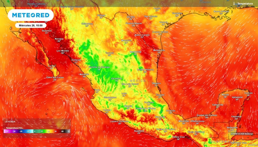Pronóstico de temperaturas en grados Celsius El occidente y altiplano estará fresco con 15-25 °C, incluso menores donde las lluvias del ciclón Vance estarán; noroeste, noreste y sureste seguirán superando 35 °C.
