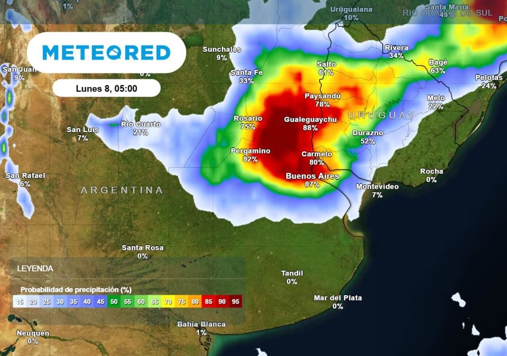 alerta Probabilidad de lluvias según el modelo ECMWF