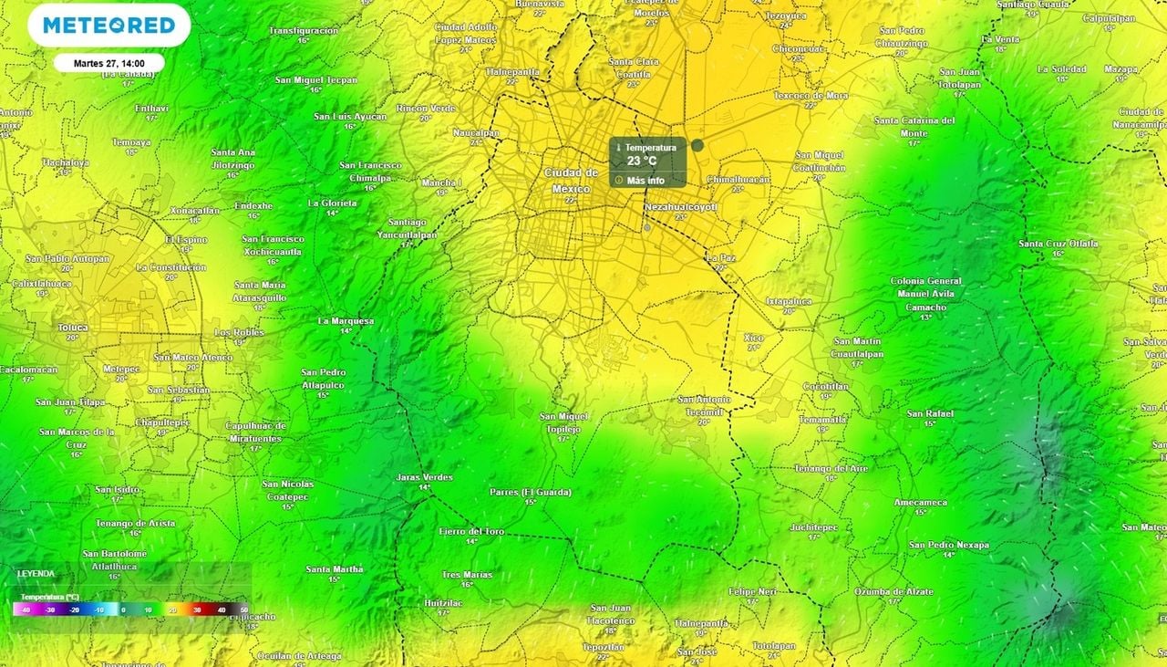 Esta tarde de martes se pronostican temperaturas máximas entre 22 y 24 °C en al menos siete alcaldías.