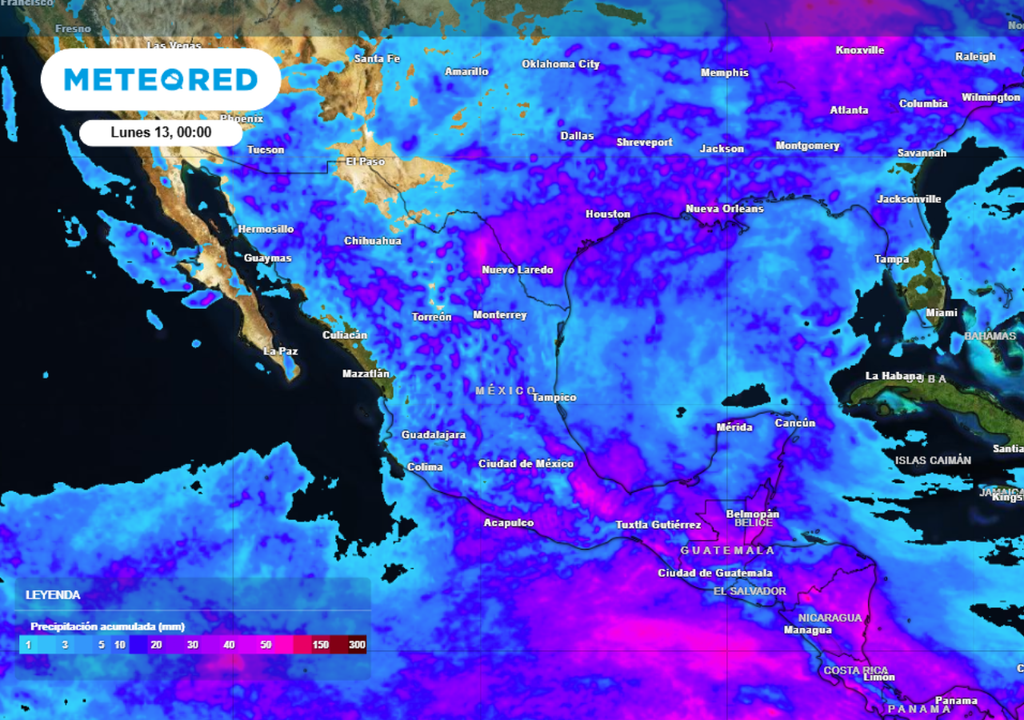 LLuvia Pronóstico de lluvia acumulada para este domingo en México.