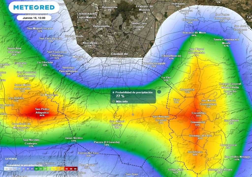 lluvia La probabilidad de lluvia se incrementará en las zonas montañosas del sur desde las priemeras horas de la tarde.