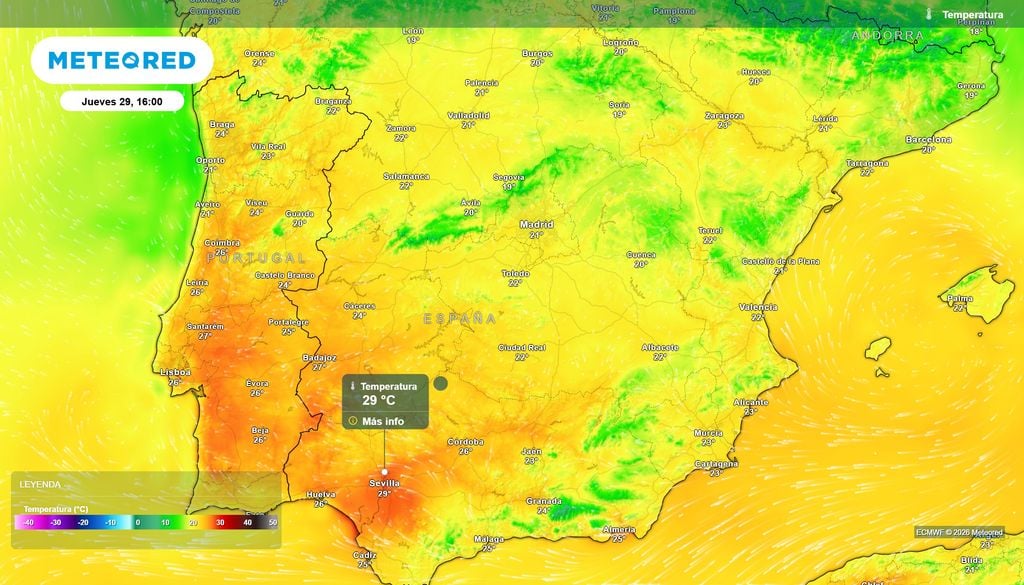 Las temperaturas rondarán los 30 ºC en el valle del Guadalquivir.