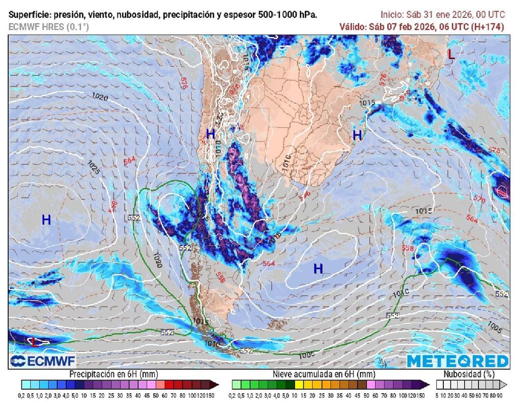Modelo ECMWF El avance de un sistema frontal podría dejar chubascos en Santiago el próximo fin de semana, según ECMWF.