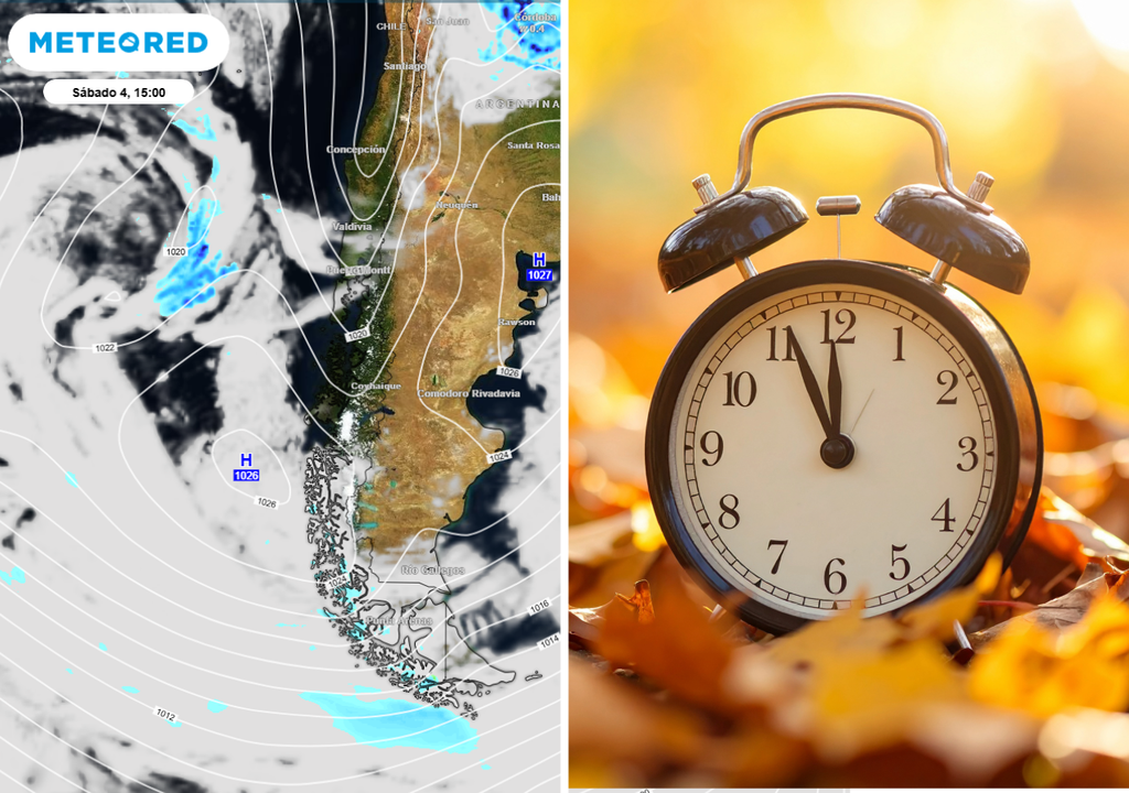 Mientras Chile retrasa el reloj, la atmósfera también da un giro: estabilidad momentánea en el sur, pero con nubes y lluvias en camino que marcarán el pulso del domingo.