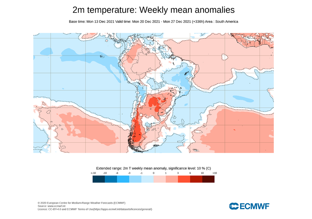 Anomalía de temperatura semanal