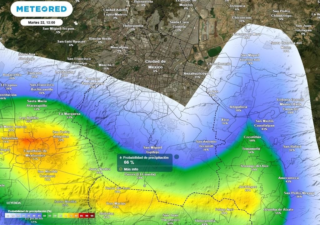 lluvia Este martes la probabilidad de lluvia quedará en la zona montañosa del sur de la capital, no se descarta tormentas dispersas.