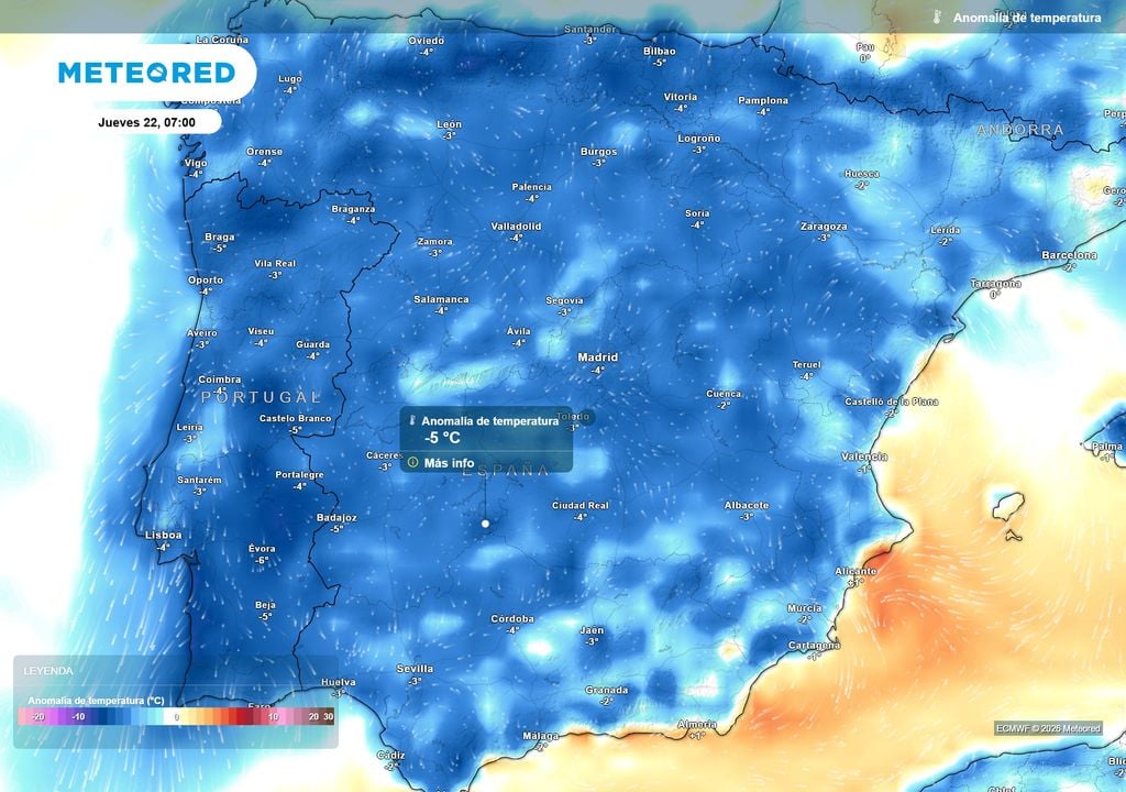 Las anomalías negativas ganarán terreno esta semana.