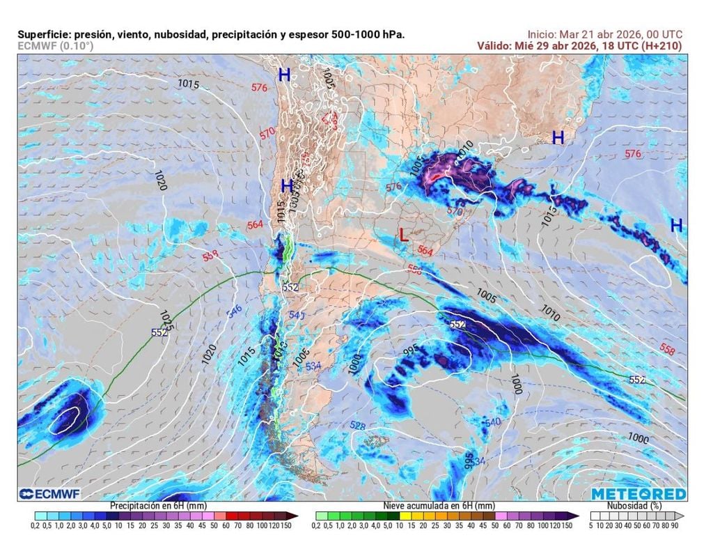 Atentos Santiago: nueva ventana para las lluvias la próxima semana en la capital, según el modelo ECMWF.