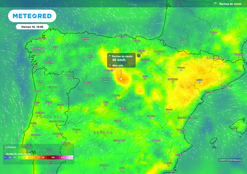 Los núcleos tormentosos podrán dejar rachas de viento localmente superiores a las previstas.