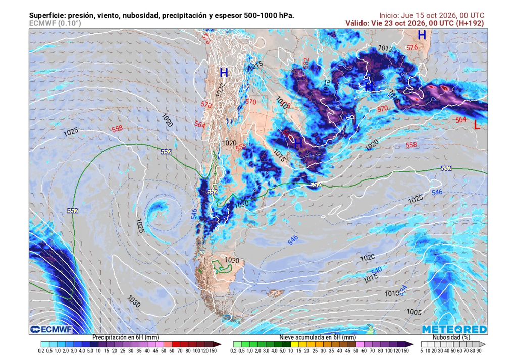 Hasta 2 bajas segregadas se pronostican para la próxima semana en Chile centro-sur Precipitación (mm) para la tarde-noche del jueves (22) en Chile centro-sur.