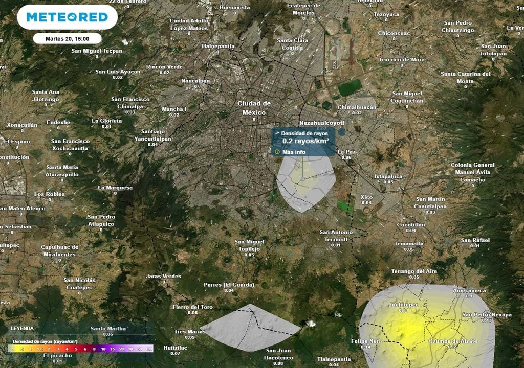 rayo Esta tarde de martes no se descarta la posibilidad de tormentas eléctricas dispersas en el sur de la ciudad.