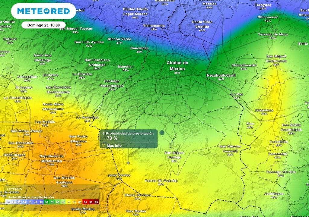CDMX; noticia; tormenta; clima; pronostico Entre las 13:00 y las 19:00 horas se concentra la mayor probabilidad de lluvias en la capital.