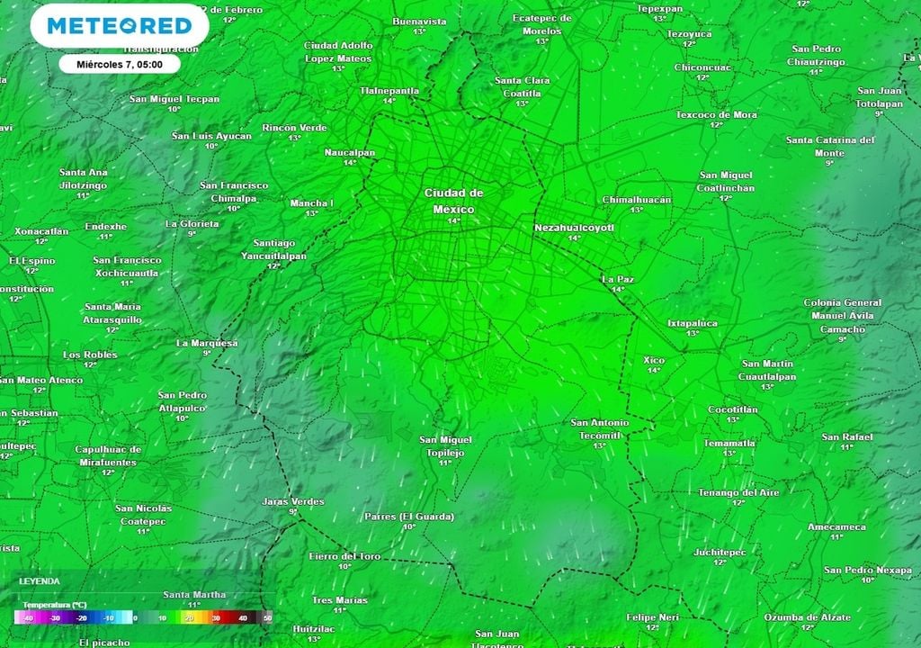 temperatura Las temperaturas estarán dentro de los 11 a 13 °C, excepto en las alcaldías del norte, centro y oriente donde serán superiores.