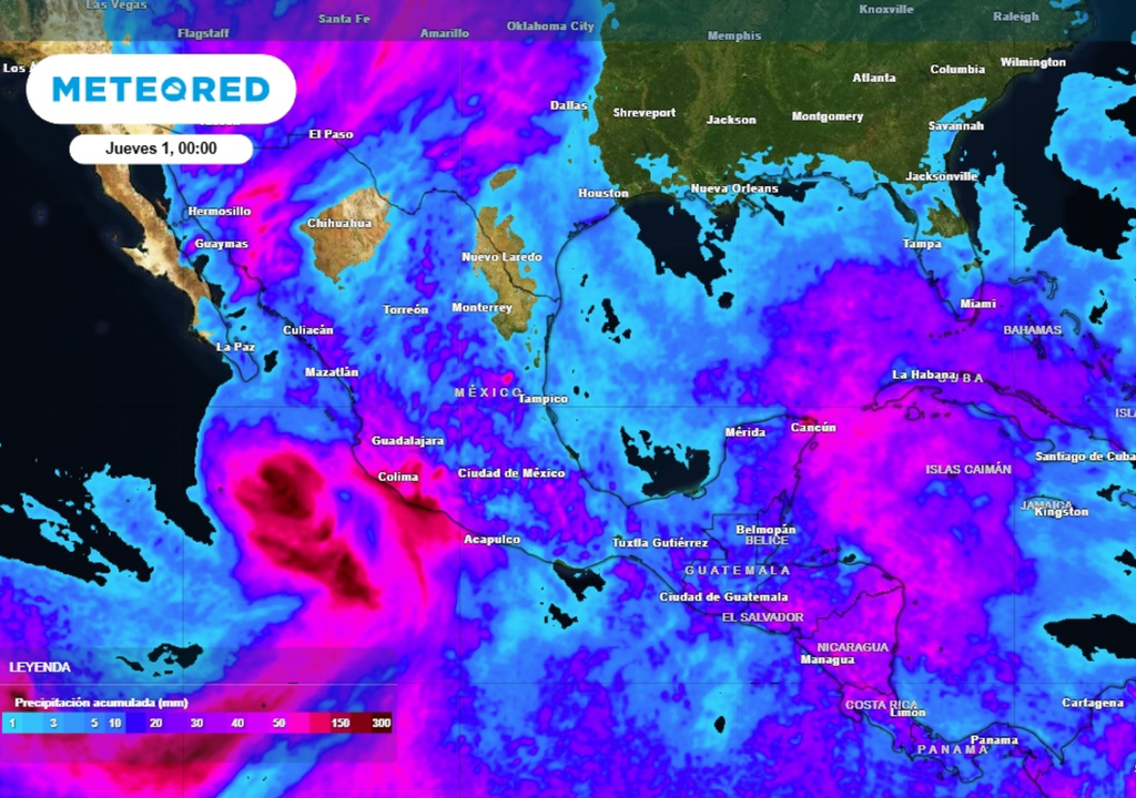 Rain Lluvia acumulada para este miércoles en México.